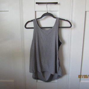 Open back grey and black athletic tank top